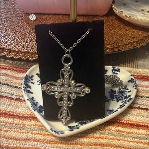 Dazzling Silver Cross Pendant Necklace